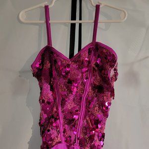 Purple Sequin Leotard w/Full Purple/Gold Tutu Skirt